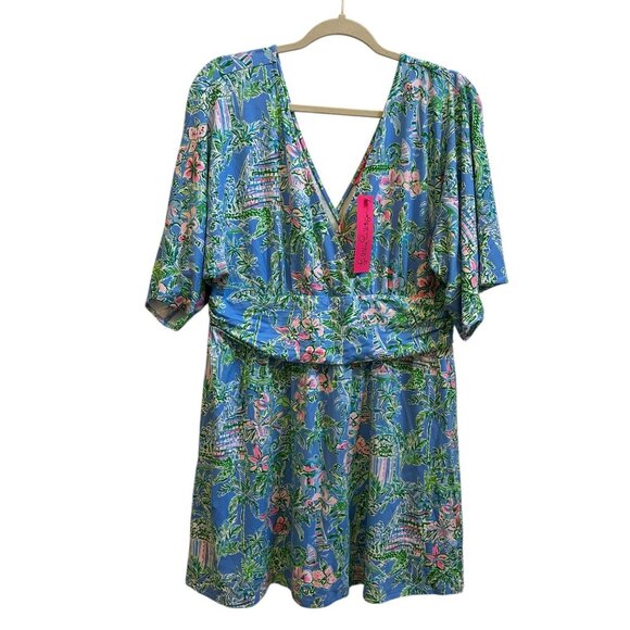 Lilly Pullitzer Parigi Romper in Boca Blue Beneath The Bougainvillea Sz XL NEW - Picture 4 of 11